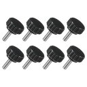 8個 M5 x 16mm ニュート付きクランピングノブ 304ステンレススチールサムスクリュークランピングノ茶色ドハンドスレッドハンドボルトスタッドノブ22mm...