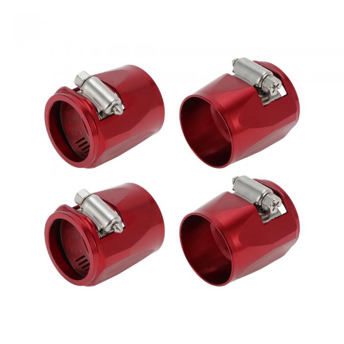 Hihaha AN18 ホースフィニッシャークランプ/ ゴムホースエンドフィニッシャー オイル燃料チューブ用/ 耐久性のあるアルミニウム合金/ 4個 赤(2)