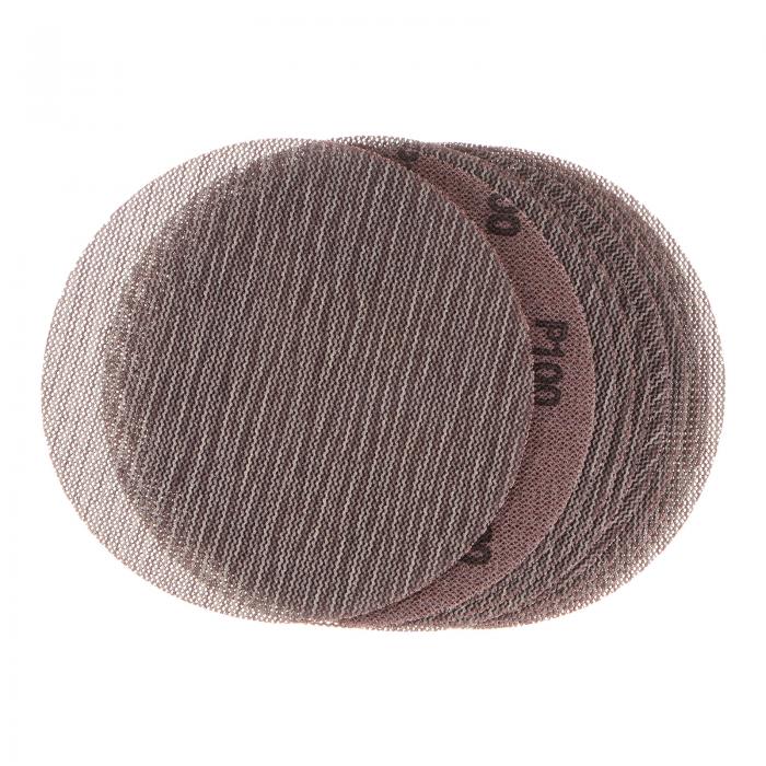 メッシュ研磨ディスク 150 mm フックとル ープ サンディングネット 100グリッツ ダストフリー研磨パッ..