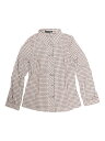 Allegra K 長袖 ボタンダウンシャツ ブラウス チェック柄 ターンダウンカラー トップス ダブルブレスト レディース ブラウン S