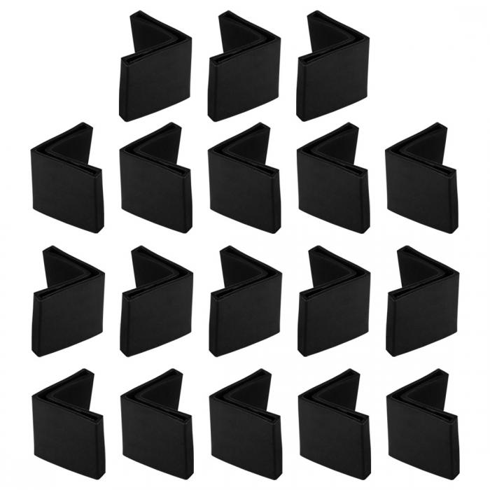 アングル家具の脚パッド 床プロテクター L状 PVC製 30mmx30mm ブラック 18個入