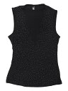 Allegra K レディース ノースリーブ メッシュ トップス グリッター パーティー クラブ スパークル シャツ ブラック L