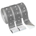 PATIKIL 6.6ヤード 27 mm ブリングラインストーンリボン 3ロール 水晶自己粘着ラインストーンリボン ダイヤモンドグリッターストリップ クラフト 車用衣料化粧 DIYデコレーション ダークグレー