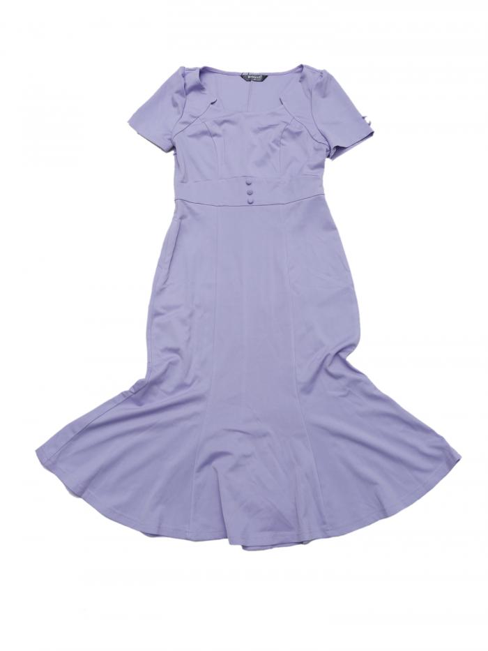 Allegra K ヴィンテージドレス ワークドレス カクテル 1950s マーメイド シース ミディドレス レディース ライトパープル XL
