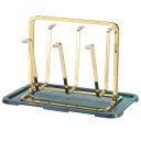水切りトレイ付きカップ乾燥ラック 200x185mm ボトル乾燥ラック 6カップマグガラスボトルオーガナイザー シリコン保護フック付き ホームカウンターオフィスキッチン用 (ゴー ルド)(3)