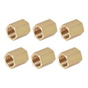 黄銅管継手コネクタ ストレート六角ニップルカプラー Gメスねじ ゴールドトーン G1 / 4 x G1 / 4(6個)