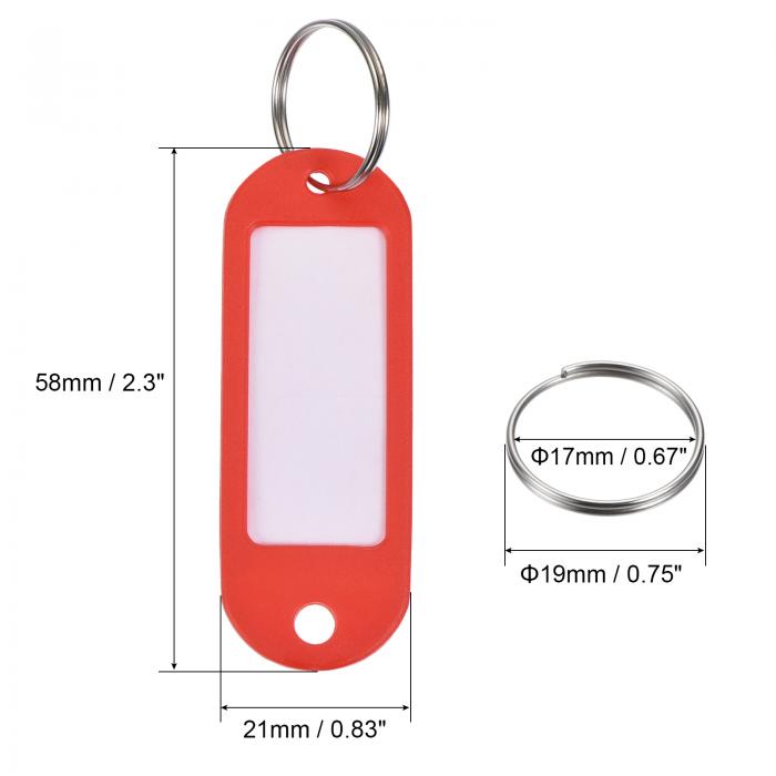 スプリットリング付きキータグ プラスチック 柔軟なマーク荷物タグ 58x21 mm 6カラー オフィスホテル用 48合1セット 3