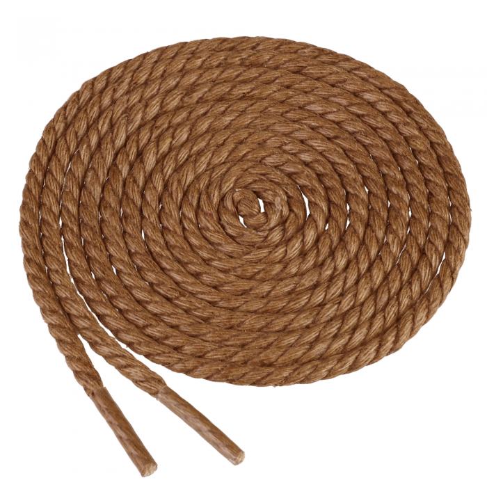 Elerevyo シューレース ワックスがけ ラウンド編組 ロープ 靴ひも 麻 ひもブーツ靴用 防水 1ペア ブラウン 140cm/55.12