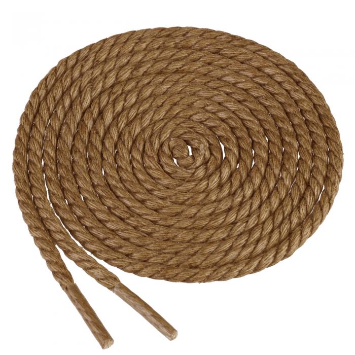 Elerevyo シューレース ワックスがけ ラウンド編組 ロープ 靴ひも 麻 ひもブーツ靴用 防水 1ペア イエローブラウン 120cm/47.24