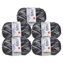 コットンブレンド糸 50g/1.76oz 柔らかい かぎ針編みのクラフト糸 編み物とかぎ針編みクラフトプロジェクト用 グレー ホワイト 5個