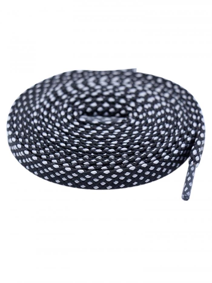 Elerevyo フラット靴ひも アスレチック 水玉 二層靴ひも スニーカー スポーツ シューズ用 2ペア ブラック ライトグレー 140cm/55.12