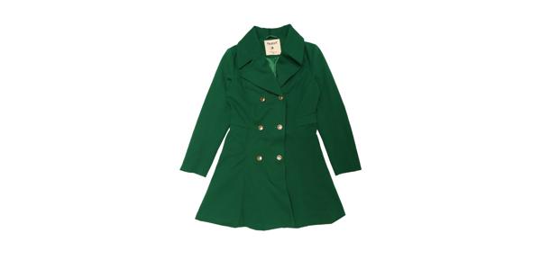 Allegra K 冬用ロングコート ジャケット ラペルカラー 無地 ダブルブレスト 通勤 学校 レディース グリーン L