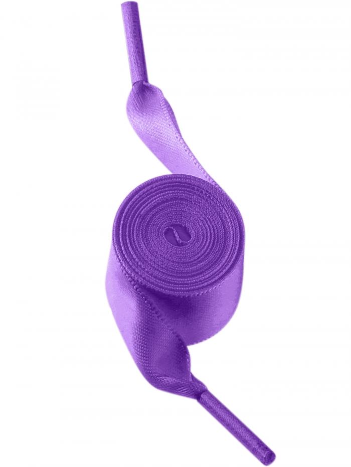 Elerevyo 靴ひも カラフル リボン サテン シルキー フラット靴紐 ワイド スニーカー用 スポーツ レースアップ 1ペア ダークパープル 80cm/31.5