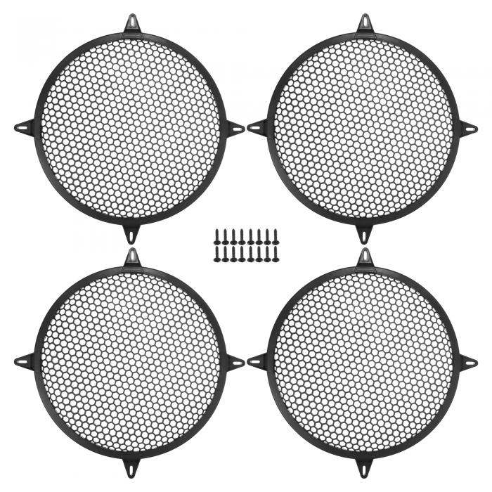 ACROPIX ユニバーサル12インチカースピーカーグリルカバーメッシュ12インチオーディオスピーカーサブウーファーガードプロテクターケースマウントネジ付きABS黒-4個セット