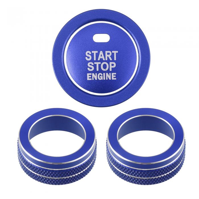 ACROPIX 前車ACノブリング エンジンスタートボタンカバー Toy otaに対応 Corollaに対応 ブルー 4個