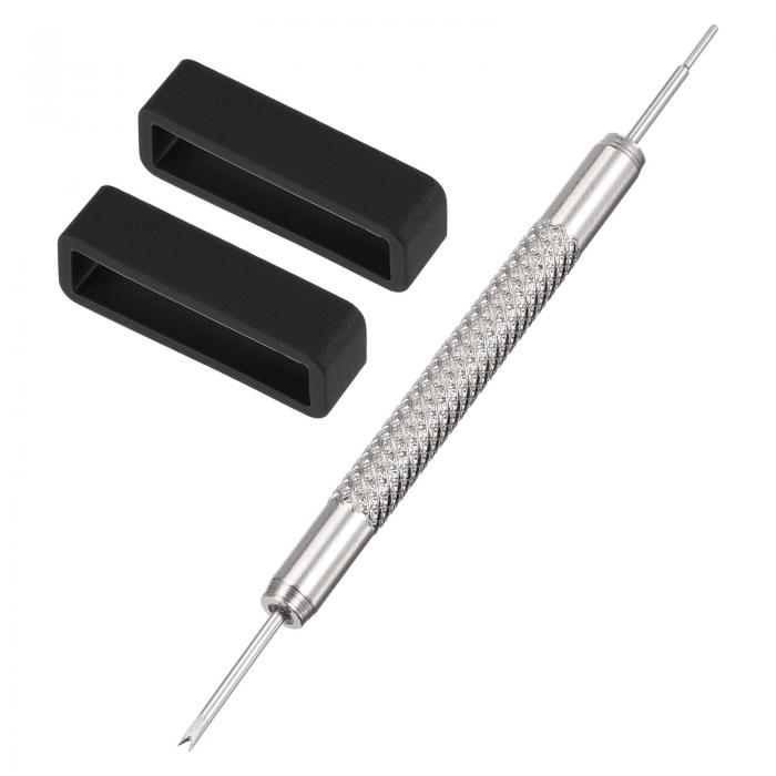 ウォッチバンドストラップループ 26mm ラバーファスナーリング シリコンウォッチリテーナー ウォッチ黒1セット