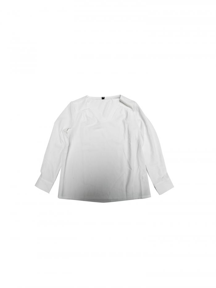 Allegra K ドレッシー カジュアル長袖シャツ レディース Vネック ビジネス ワーク ブラウス トップス ファッション アウトフィット クリームホワイト XS