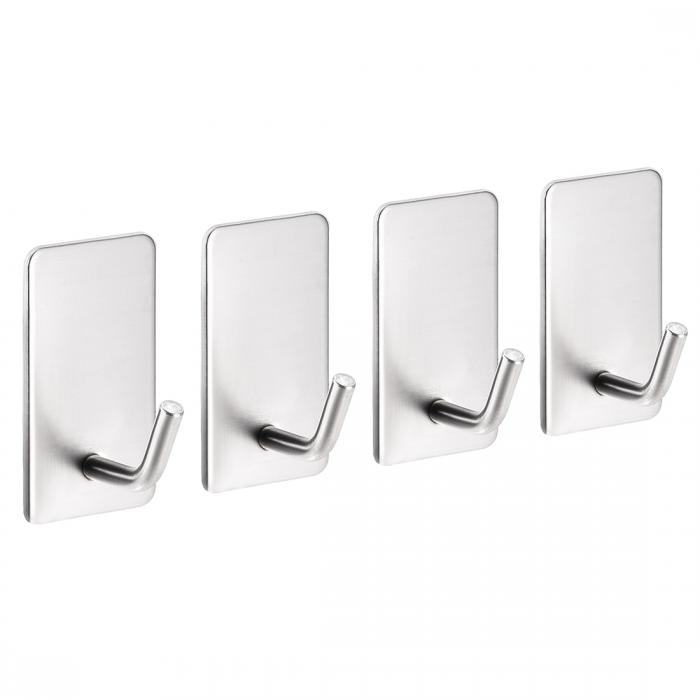 壁用粘着フック ハンガー 304ステンレス製 キッチンバッグ タオル コート用 サイズ45mmx25mmx25mm 4個入