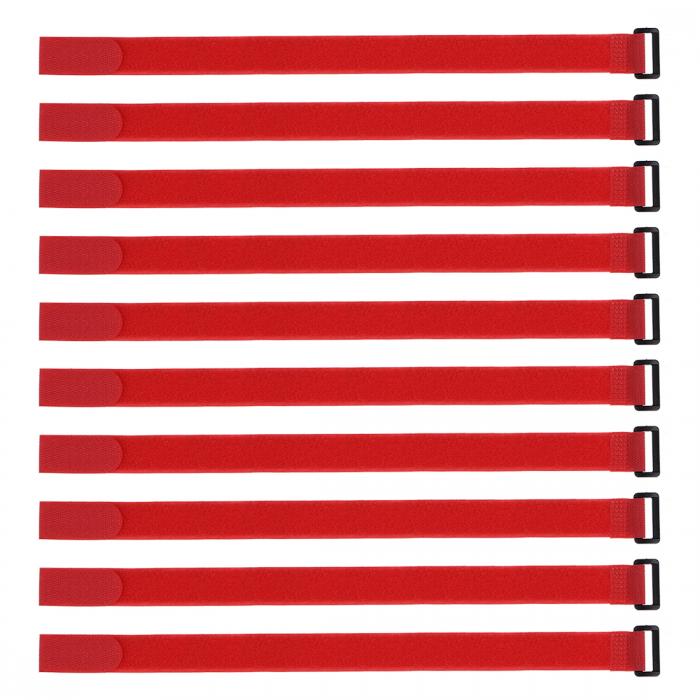 フックとループのストラップ 25mm x 450mm ストラップ固定 再利用可能な固定ケーブルタイ （レッド） 1..