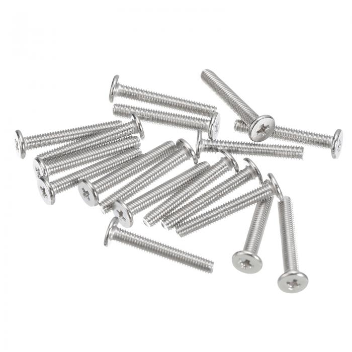 フラットラウンド頭ネジ 304ステンレス鋼 プラスドライブ機械ネジ ハードウェアファスナー 家具接続用 M3-0.5 x 20 mm 100個