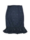 Allegra K レーススカート ストレッチ オフィス ボディコンスカート マーメイド フィッシュテール レディース ダークブルー L