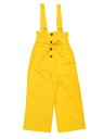 Allegra K サロペットパンツ ハイウエスト オーバーオール 前ボタン ワイドパンツ レディース レモンイエロー L
