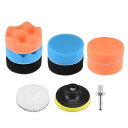 車フォームドリル研磨パッドキット 80mm 4個フラット 3個ウェーブスポンジパッド 1個ウールパッド 1個フックとループのバッキングパッド M10ドリルアダプ...