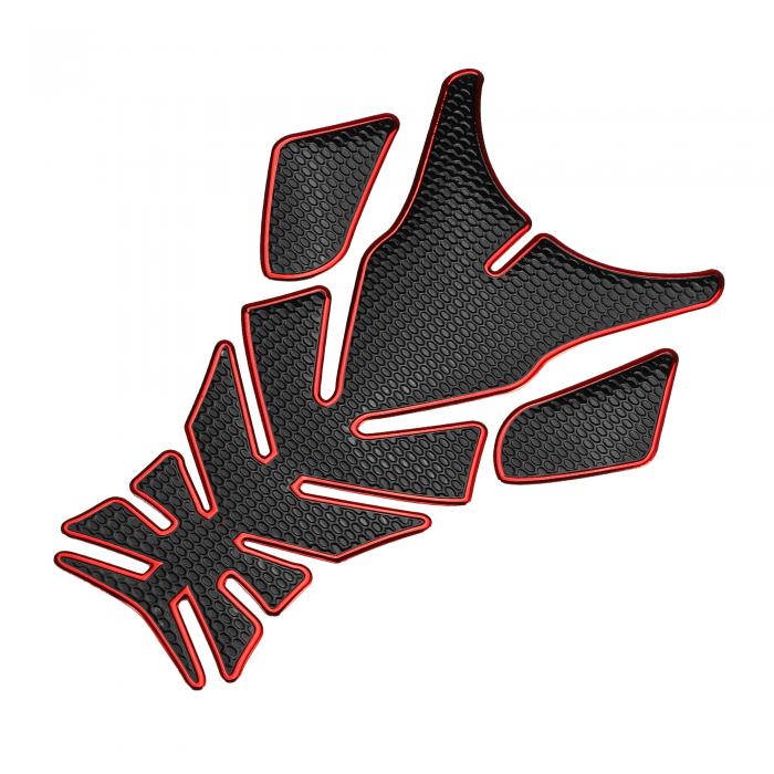 A ABSOPRO ユニバーサル3Dオートバイガスタンクデカール 7.76''x5.63'' ガスタンクプロテクターステッカー 燃料オイルガスタンクパッドプロテクターステッカーデカール PVCラバーブラ ックレッド