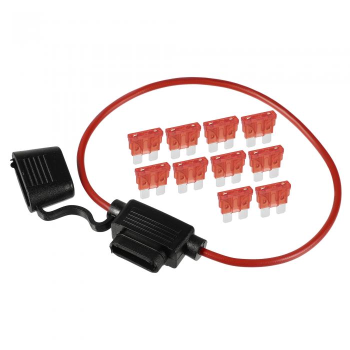 A ABSOPRO ヒューズホルダー 10A標準ブレードスタイルヒューズ 16 AWGヒューズホルダー 防水 16ゲージヒューズホルダー ブレードスタイル インラインヒューズホルダー メタル ブラ ック