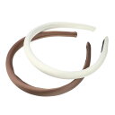 VOCOSTE ヘアバンド ヘアアクセサリー サテンヘアバンド ファッション 純色簡約 髪飾り 13x1.5cm 2個セット ホワイト コーヒー