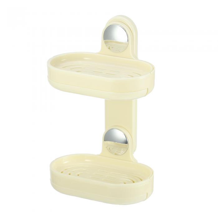 VOCOSTE ソープディッシュ 二重層石鹸ホルダー 石鹸置き 石鹸置きケース 水切り 壁掛け バス用品 浴室用 強力粘着 1個 薄茶色