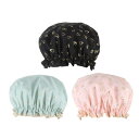 VOCOSTE シャワーキャップ 弾性ヘアキャップ 入浴キャップ 2層防水 軽量 可愛い ハート型柄 お風呂 洗顔 温泉 SPA 調理 再利用可能 3個 ピンク...