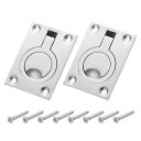 フラッシュリングプルハンドル 2個セット 63 x 44 mm - 316ステンレススチール製スクエアリ セスドドアプル ネジ付き マリンヨットハッチ家具用 隠...