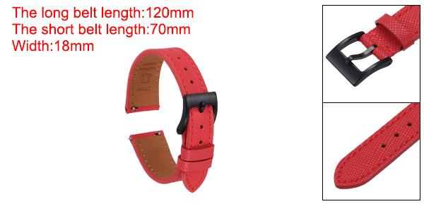 本物のレザーウォッチバンド 18mm クイックリリース交換用ウォッチストラップ ステンレススチール黒バックル付き 男性 女性用 赤