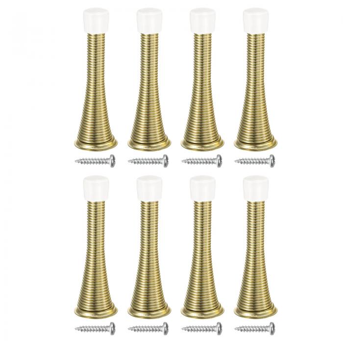 バネドアストッパー 76 mm 柔軟なドアストップ ゴムバンパーとネジ付き ドア壁保護 底部用 スチール 金 8個