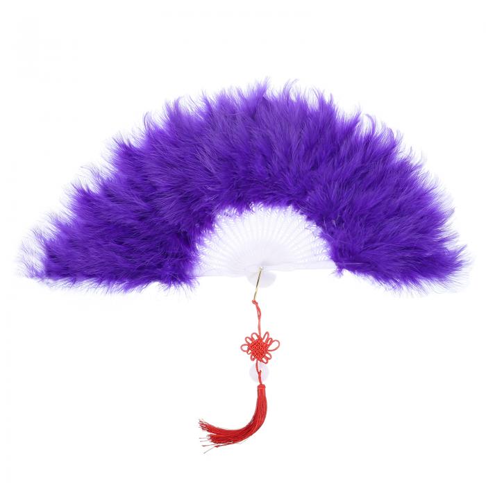 フェザーハンドファン ヴィンテージ扇子 羽根扇子 手持ち式 ハロウィーン パーティー 結婚式 ダンスの装飾用 パープル