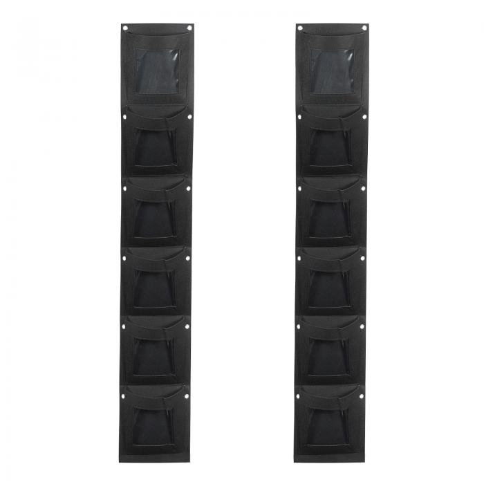 PATIKIL 6ポケット垂直吊り栽培バッグ 2個 壁掛けプランターバッグ 壁掛けフェルト生地 植栽栽培バッグ..