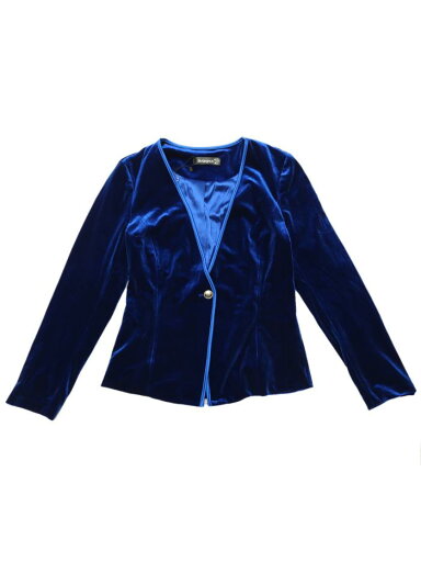 Allegra K ブレザー 長袖 ビジネスウェア オフィス ノーカラー 1つボタン ベルベット レディース ロイヤルブルー M Allegra K ブレザー 長袖 ビジネスウェア オフィス ノーカラー 1つボタン ベルベット レディース ロイヤルブルー M