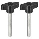 2個セット クランピングネジノブ M6 x 55mm 304ステンレススチール T字型サムネジノブ クイックリリース用ハンドタイトニングノブ交換用