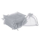 オーガンジバッグ オーガンジ透明ネットバッグ 10cm x 12cm ドローストリング ポーチ 透明 メッシュバッグ ギフト ジュエリー ウェディング パーティー クリスマス キャンディー グレー 100個入り