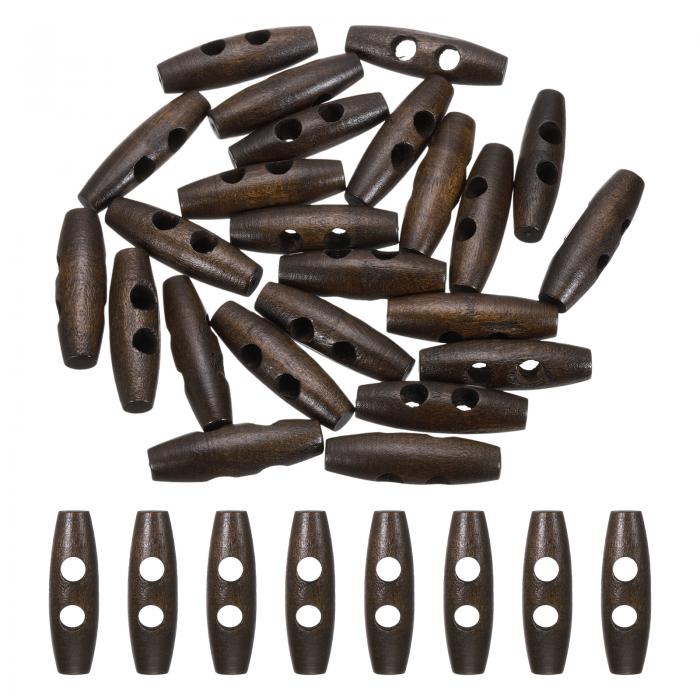 24個 木製トグルボタン 40mm/1.6" 2穴ウッドオリーブ製ボタン DIYクラフトコートセーター衣類ジャケッ..