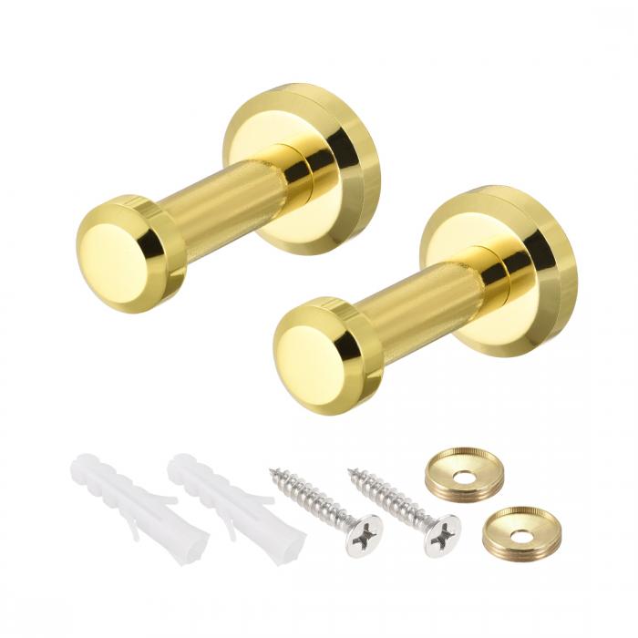 ウォールフック ローブタオルフック 壁掛けコートフック ハンガー研磨 ゴールドトーン 2個