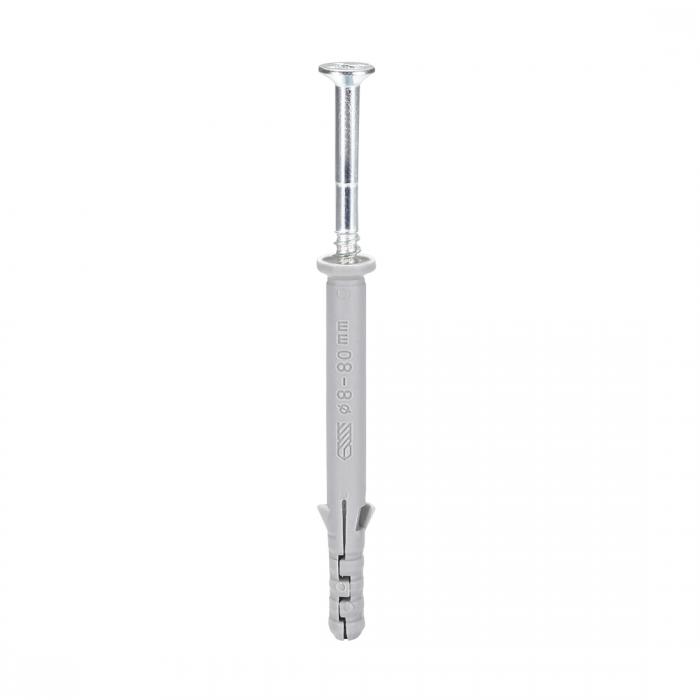 プラスチック製拡張パイプ 8X80mm 柱コンクリートアンカー壁プラグフレーム固定チューブ ネジ付き グレー 10個