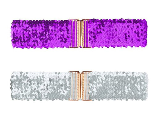 Allegra K エストベルト ストレッチ ベルト 2個 バックル スパンコール 装飾 シャイニー レディース ライトパープル 60cm Allegra K エストベルト ストレッチ ベルト 2個 バックル スパンコール 装飾 シャイニー レディース ライトパープル 60cm