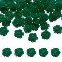 50個のダークグ リーン樹脂バラの花ビーズ 10mmフラットバック花チャ ーム不透明な彫刻バラビーズDIYジュ エリー作り爪サングラスシューズヘアクリップホーム...