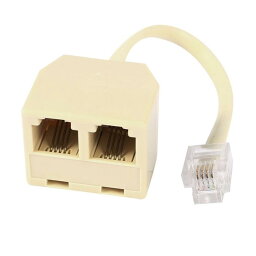 電話カプラアダプタケーブル 電話アダプタ ベージュ プラスチック RJ11 6P4C 2.2x2.7x2.1cm