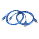 延長ケーブル USB 2.0タイプAオス−オスコード ブルー 1.5M長さ 2個入り
