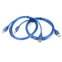 延長ケーブル USB 2.0タイプAオス−オスコード ブルー 1.5M長さ 2個入り(2)