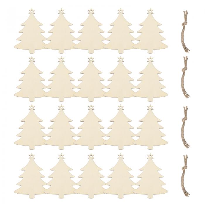 50個 木製クリスマスオーナメント DIYクリスマスクラフトパーティーウェディング用 塗装可能 木製スターツリークラフト