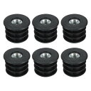 M8スレッド 丸いチューブ用6個 インサート 25mm/0.98" 外径丸いチューブ 丸い黒いプラスチックプラグ家具脚プラグキャスターインサートチェアエンドキャップ